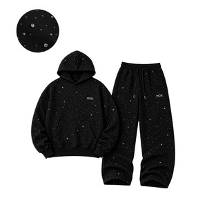 Sweatshirts à capuche et Joggers pour hommes, personnalisés, de luxe, à strass, coupe oversize, en molleton épais, style boxy, scintillants, coupe ample et baggy, vente en gros - Product Image 2