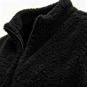 Gilet en fausse fourrure noire pour homme, fermeture éclair, col montant, sans manches, veste ODM imperméable, gilet chaud d'automne - Product Image 6