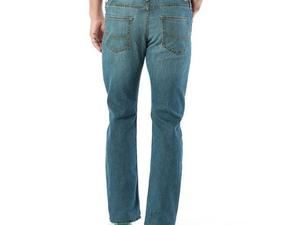Jean en denim délavé coupe droite pour homme, taille mi-haute, coupe classique, en tissu de coton tissé, décontracté, pour le printemps - Product Image 2