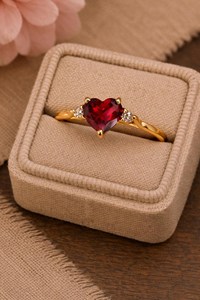 Bague en rubis taillé en forme de cœur, bague de fiançailles pour femmes, bague de promesse romantique, cadeau d'anniversaire, bijoux élégants et minimalistes, cadeau pour petite amie - Product Image 2