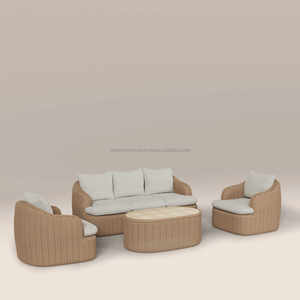 Modern Wicker Sturdy <b>Dining</b> <b>Table</b> Set with Comfortable Garden Chairs for Outdoor Furniture Park & Villa Use - Product Image 2