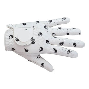 Gants de golf blancs à doigts entiers, respirants et légers, imprimé feuilles, en cuir véritable, fermeture auto-agrippante, unisexe, main droite, antidérapants - Product Image 5