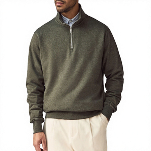 Pull à capuche tricoté vert olive pour homme, manches classiques, rayé, 100 % coton, anti-boulochage, ODM, vêtement d'hiver - Product Image 2