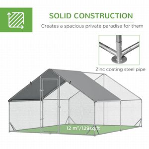 Pollaio da Esterno 10 X 13 X 6.5 con Porta Chiudibile a Chiave, Telaio in Metallo, Copertura per Recinto per Polli Inclusa - Product Image 5