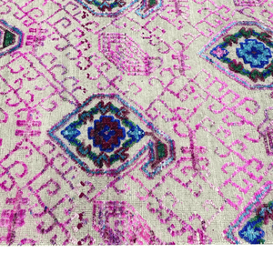 Tapis traditionnel en laine et soie noué à la main, rose blush et beige, 10' x 14' - Product Image 1