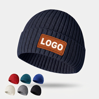 Bonnet d'hiver tendance multicolore en tricot uni avec logo brodé 3D personnalisé, léger et ajustable, unisexe