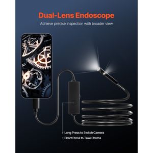 Telecamera Endoscopica HD 1920P a Doppia Lente con Luci LED, Zoom 2X, Strumento di Ispezione Compatibile con Android e iOS - Product Image 5