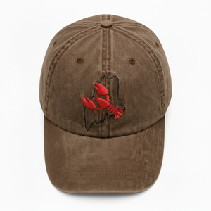 Gorra de Béisbol Casual de Algodón con Bordado de Langosta y Contorno del Estado de Maine, Estilo Vintage Lavado, Gorra Tipo Dad, OEM, Gorra Personalizada - Product Image 3