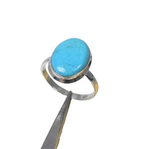 Estilo bohemio azul turquesa 925 anillo de declaración de plata esterlina mes de diciembre anillo de piedra de nacimiento forma ovalada regalo de Navidad para ella - Product Image 1
