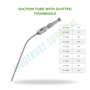 Tubo de succión con orificio ranurado para el pulgar 5FR 7FR 9FR 10FR 12FR 14FR Instrumento quirúrgico de columna vertebral para aspiración controlada - Product Image 2