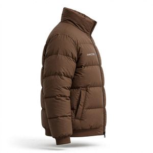 Veste matelassée à col montant pour homme, couleur personnalisée, en polyester épais, fermeture éclair, coupe-vent, poches, pour l'hiver - Product Image 4