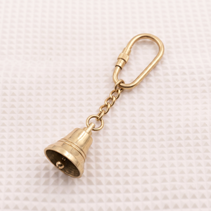 Vintage Brass Bell Keychain Gold Tone Metal Key <b>Ring</b> Handcrafted Pendant Gift for Travel and Home Decor - Product Image 1