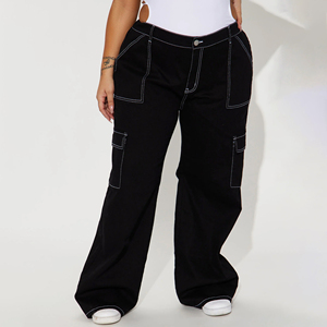 Jean cargo baggy pour femme, noir délavé, coupe large, style skater, streetwear, hip-hop, denim, multi-poches, techwear, pour le quotidien - Product Image 5