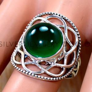 แหวนเงินแท้ 925 ประดับพลอยออนิกซ์สีเขียว คุณภาพดี งานแฮนด์เมด ราคาขายส่ง เครื่องประดับเงิน - Product Image 2