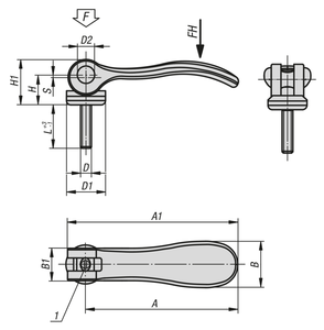 PALANCA DE AJUSTE K0647, TAMAÑO AJUSTABLE: 1 M05X50, A=70,4, B=21,5, ACERO INOXIDABLE ELECTROPULIDO, MATERIAL: ACERO INOXIDABLE - Product Image 5