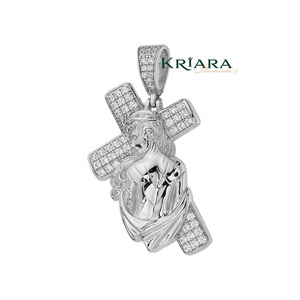 Pendentif Croix Chrétienne en Argent 925 avec Moissanite, Charme Religieux Unisexe pour Usage Quotidien, Style Hip Hop, Plaqué Or 14K et 18K - Product Image 1