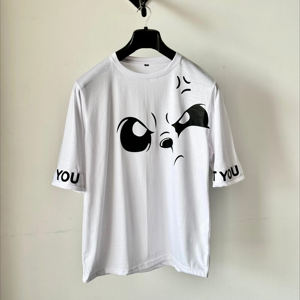 T-shirts streetwear pour hommes, design mignon avec visage de panda, polyester/coton tricoté, manches courtes, graphisme personnalisé - Product Image 1