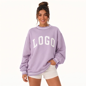 Custom Logo Purple <b>Women</b> Mock Neck Fleece Sweatshirt Y2K Streetwear Loose Fit Thick Warm Factory Wholesale <b>Pullover</b> - Product Image 1