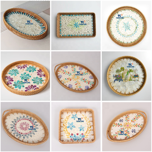 Bandeja de Ratán con Madreperla, Hecha a Mano, Decoración Natural para el Hogar, Vietnam - Product Image 2