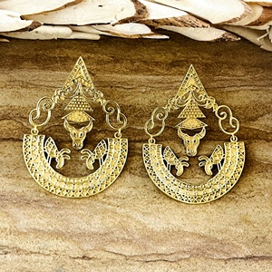 Nuevos Pendientes Boho con Diseño de Toro, Pendientes Tribales de Latón para Mujer, Chapados en Oro de 18k, Joyería de Filigrana con Motivos Animales para Venta al por Mayor/OEM/ODM - Product Image 1