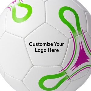 Ballon de football personnalisable blanc avec design vert et rose, durable, léger, 0,5 kg - Product Image 4