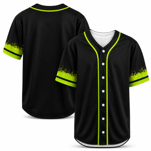 Custom Baseball Jersey <b>Black</b> Green <b>Button</b> <b>Up</b> Sublimation Team Uniform Personalized Sports <b>Shirt</b> OEM Private Label Manufacturer - Product Image 1