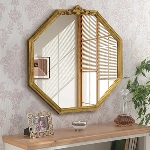 Acacia Wood Octagon <b>Mirror</b> Decorative Wall <b>Mirror</b> for Home Hotel - Product Image 2