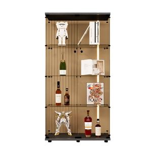 Vetrinetta a due porte in vetro fulvo 4 ripiani porta piano in piedi Curio libreria per soggiorno camera da letto ufficio - Product Image 3