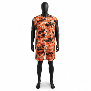 Conjunto deportivo de camiseta sin mangas y pantalones cortos para hombre, diseño premium de poliéster con logotipo sublimado, conjunto de camiseta sin mangas y pantalones cortos para hombre - Product Image 6