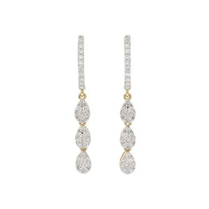 Women's Long <b>Dangle</b> Natural Brilliant Cut Diamond <b>Earrings</b> 14K <b>Gold</b> Rhodium Plated Minimalist Engagement Jewelry Designer - Product Image 1