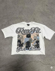 Camisetas de Hombre Oversize de Algodón 100% Pesado con Estampado Gráfico DTG y Serigrafía, Estilo Boxy Cropped, de la Marca Rexfit Sports - Product Image 6