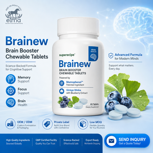 Comprimés à croquer Elma Food Ginkgo Biloba pour stimuler le cerveau, améliorer la mémoire et le sommeil, complément alimentaire en marque privée OEM - Product Image 1