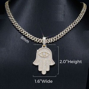 Eleva tu estado de estilo con colgante de mano HAMSA con ojo en plata 925 con diseño personalizado de diamante chapado en oro VVS moissanite - Product Image 4