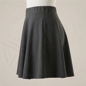 Jupe courte trapèze pour femme, couleur unie, taille élastique, plissée, en coton et élasthanne, confortable, style toutes saisons - Product Image 3