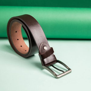 Ceintures unisexes en cuir de vachette véritable avec boucle lisse en métal, ceintures à trous pour hommes, ceintures en cuir véritable du Pakistan - Product Image 1