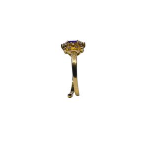 Anillo Clásico de Boda para Mujer, Plata de Ley 925, Chapado en Oro, con Tanzanita y Topacio Blanco, Engaste de Canal - Product Image 4