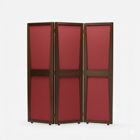 Paravent modulaire pliable 3 panneaux en bois massif, style Mid-Century Modern, avec incrustations en tissu décoratives, autoportant, durable, pour salle à manger et cuisine