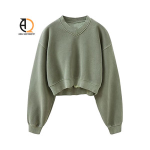 เสื้อครอปท็อปผ้าฟลีซสำหรับผู้หญิง OEM เสื้อฮู้ดลำลอง - Product Image 6