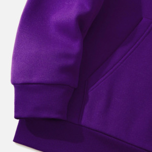 Sudadera con Capucha Morada para Hombre, Corte Regular, Color Sólido, Casual, con Bolsillo, Tejido French Terry, para Otoño - Product Image 5