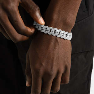 VVS Moissanite Iced Out Cuban Link <b>Bracelet</b> 925 Sterling Silver Hip Hop Diamond Look Chain <b>Bracelet</b> - Product Image 2