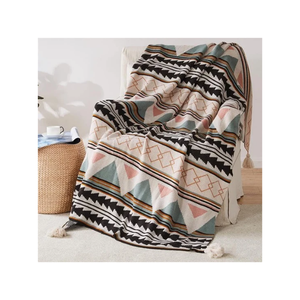 Multicolor Southwestern Geometric Woven Blanket <b>for</b> Sofa <b>Chair</b> Soft Home Decor Fringe Edge Custom Size Color Tasselled <b>Throw</b> - Product Image 3