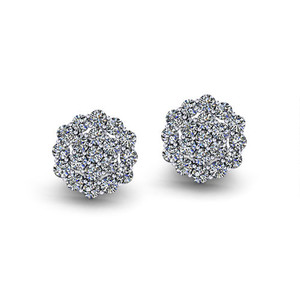 Boucles d'oreilles clous en or 18 carats avec diamants de laboratoire en forme de grappe - Product Image 1