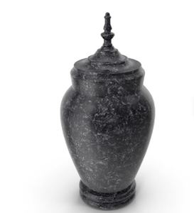 Urna Funeraria de Mármol Negro, Recuerdo Conmemorativo, Florero Decorativo Redondo, 200 Pulgadas Cúbicas, para Homenaje Funerario - Product Image 1