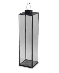 <b>Black</b> Steel <b>Lantern</b> With Glass Panels For Home Decoration - Product Image 1
