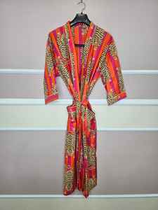 Kimono de Seda con Estampado de Tigre Personalizado de Alta Calidad para Mujer, Largo, con Elegante Decoración de Encaje, Ropa de Dormir para Mujer, Venta al Por Mayor - Product Image 2