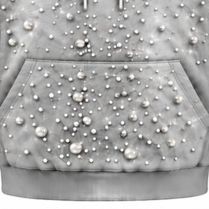 Sweat-shirt à capuche unisexe surdimensionné en maille perlée argentée avec poche kangourou, vêtement décontracté personnalisé pour le streetwear - Product Image 5