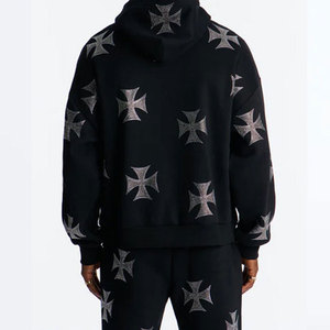 Conjunto de Sudadera con Capucha y Pantalones de Chándal de Forro Polar para Hombre, Estilo Urbano Americano, Holgado e Informal, para Invierno - Product Image 1