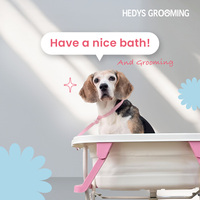Baignoire pour animaux de compagnie HEDYS GROOMING, style mignon, réglable, portable, 3 niveaux de hauteur, pliable, structure stable, pour chiens, PP/aluminium/PTE