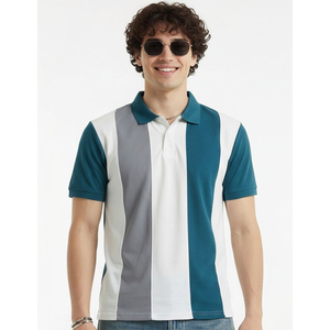 Camisetas Polo Pique para Hombre, 100% Algodón, Tallas Grandes, Manga Corta, Camisa de Golf, Logotipo Personalizado, Alta Calidad, Color Block, Camiseta Deportiva OEM - Product Image 3