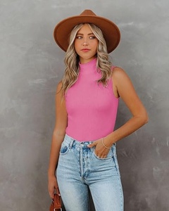 Top Moldeador Sin Costuras para Mujer, Cuello Alto, Color Rosa, Tejido de Spandex y Nailon, Control Medio, Uso Diario - Product Image 2
